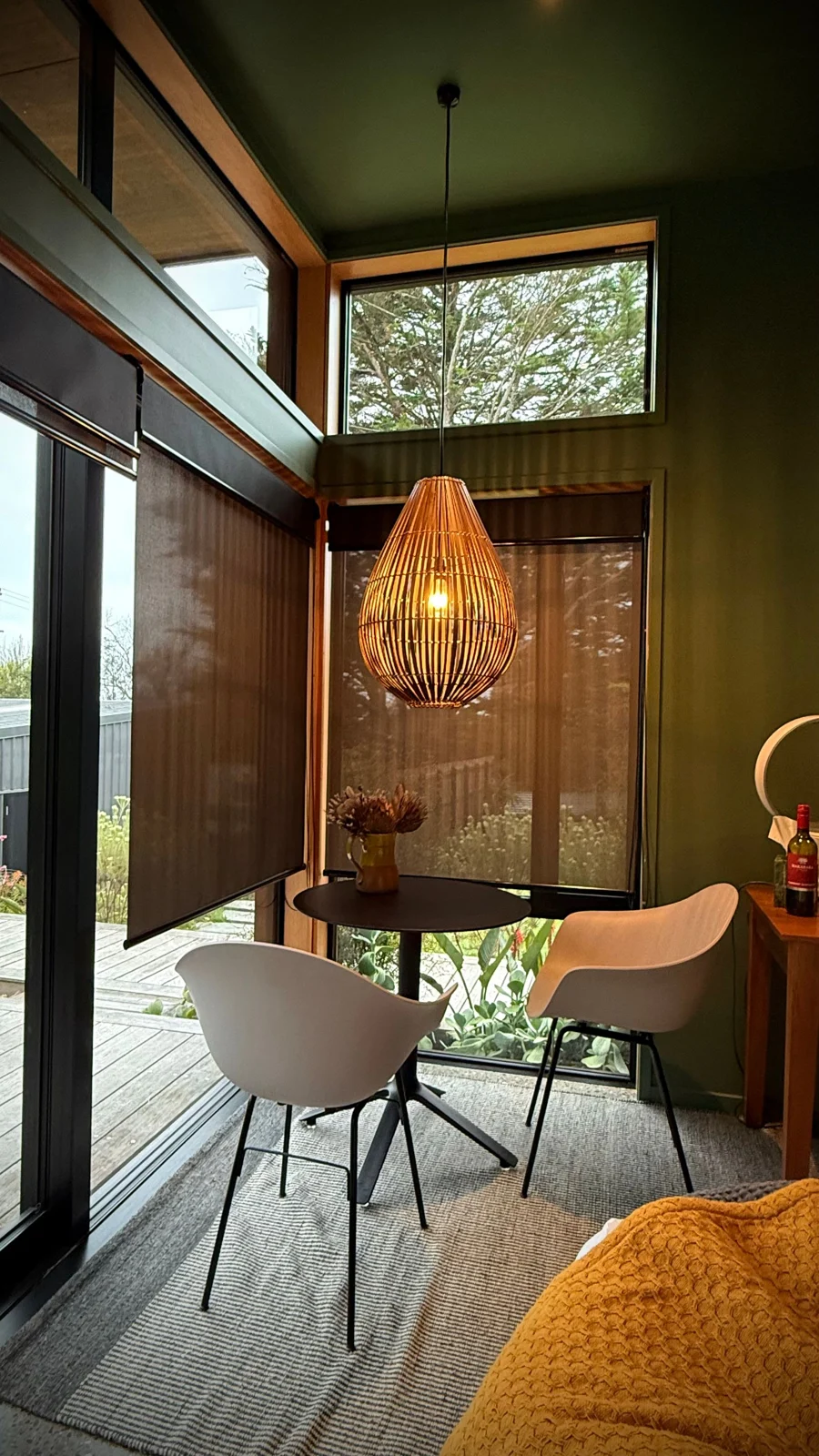 A modern dining nook in a Westport, New Zealand home