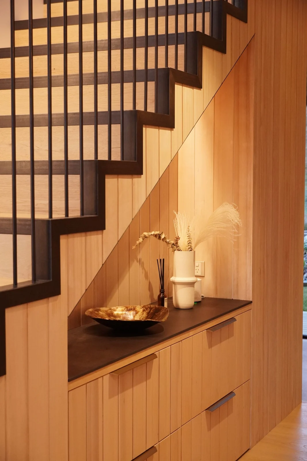 A considered staircase interior in a Wanaka home